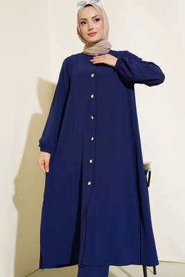 Hakim Yaka Metal Düğmeli Takım Lacivert - İkili Takım