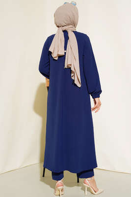 Hakim Yaka Metal Düğmeli Takım Lacivert - İkili Takım