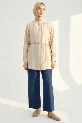 Hakim Yaka Patlı Gömlek Bej - Gömlek
