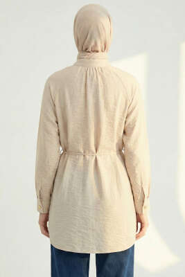 Hakim Yaka Patlı Gömlek Bej - Gömlek