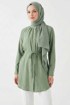Hakim Yaka Patlı Gömlek Haki - NEVA MODA