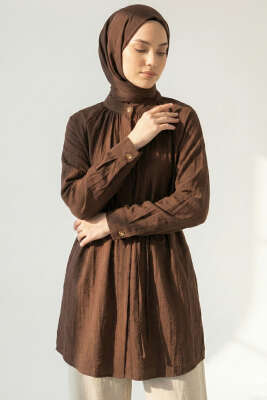 Hakim Yaka Patlı Gömlek Kahve 