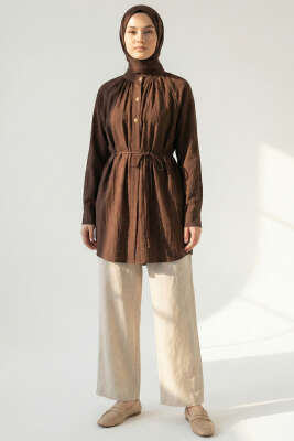 Hakim Yaka Patlı Gömlek Kahve - Gömlek