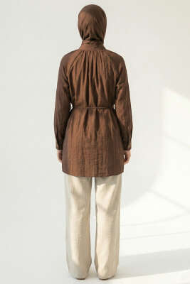 Hakim Yaka Patlı Gömlek Kahve - Gömlek