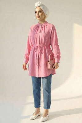 Hakim Yaka Patlı Gömlek Pembe - Gömlek