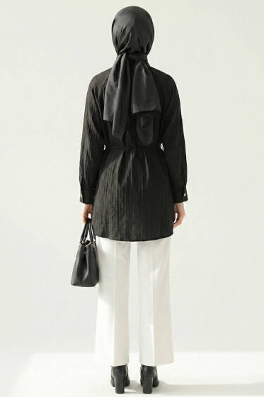 Hakim Yaka Patlı Gömlek Siyah - Gömlek