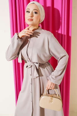 Hakim Yaka Pelerinli Loyşa İkili Takım Açık Lila - İkili Takım