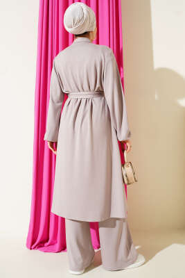 Hakim Yaka Pelerinli Loyşa İkili Takım Açık Lila - İkili Takım