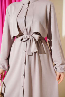 Hakim Yaka Pelerinli Loyşa İkili Takım Açık Lila - İkili Takım