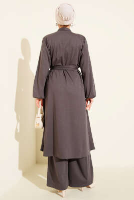 Hakim Yaka Pelerinli Loyşa İkili Takım Füme - İkili Takım