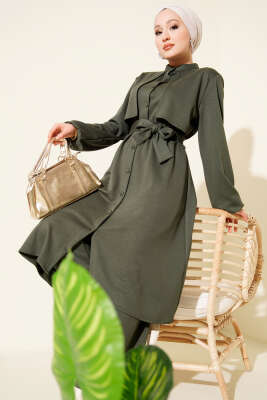 Hakim Yaka Pelerinli Loyşa İkili Takım Haki - İkili Takım