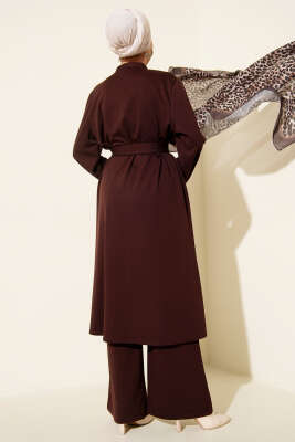 Hakim Yaka Pelerinli Loyşa İkili Takım Kahve - İkili Takım