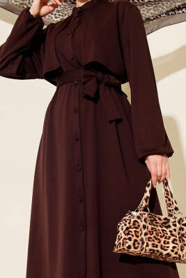 Hakim Yaka Pelerinli Loyşa İkili Takım Kahve - İkili Takım