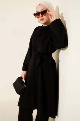 Hakim Yaka Pelerinli Loyşa İkili Takım Siyah - ASMİN