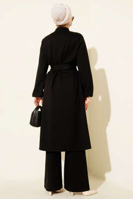 Hakim Yaka Pelerinli Loyşa İkili Takım Siyah - İkili Takım