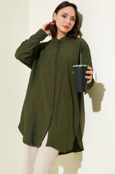 Hakim Yaka Salaş Gömlek Haki - Gömlek