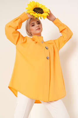 Hakim Yaka Taş Detaylı Tunik Hardal 