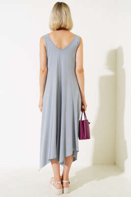 Halka Askılı Elbise Gri - Kadın Giyim Modelleri