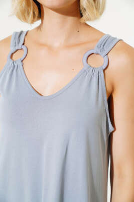 Halka Askılı Elbise Gri - Kadın Giyim Modelleri