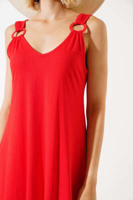 Halka Askılı Elbise Kırmızı - Kadın Giyim Modelleri
