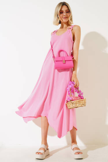 Halka Askılı Elbise Pembe - Kadın Giyim Modelleri