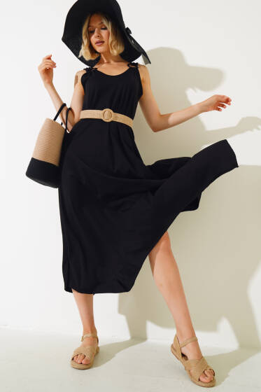 Halka Askılı Elbise Siyah - Kadın Giyim Modelleri