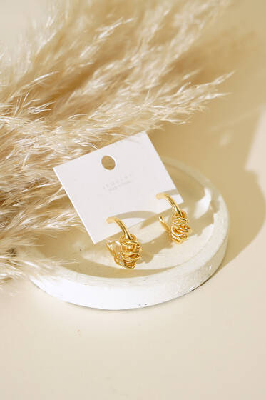 Halka Burgulu Küpe Gold - Küpe