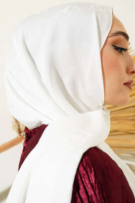 Halka Desen Jakar Şal Beyaz -09 - Yılın Fırsatı