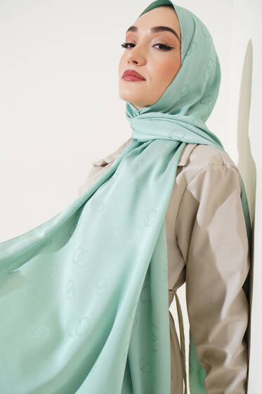 Halka Desen Jakar Şal Fıstık Yeşili - Başörtüsü