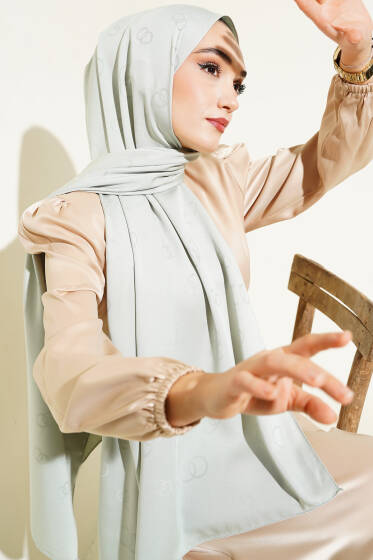 Halka Desen Jakar Şal Mint Yeşili -87 - Başörtüsü