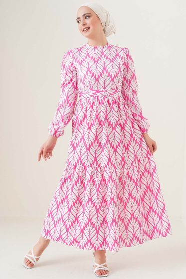 Harikalar Diyarı Serisi Fuşya Elbise - Tesettür Elbise