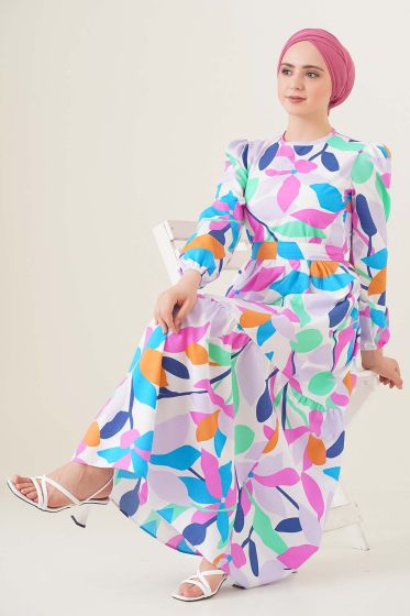 Harikalar Diyarı Serisi Lila Elbise - Tesettür Elbise