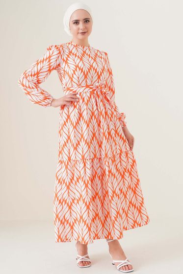 Harikalar Diyarı Serisi Oranj Elbise - Tesettür Elbise