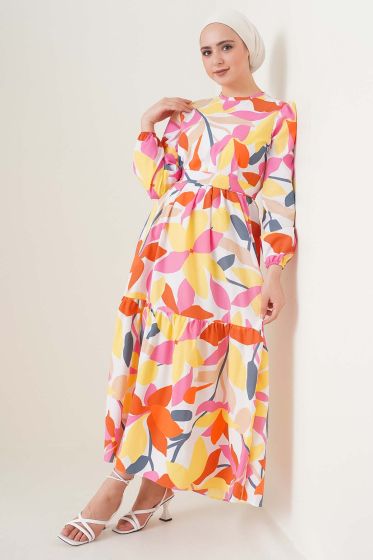 Harikalar Diyarı Serisi Pudra Elbise - Tesettür Elbise