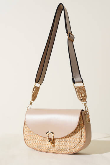 Hasır Detaylı Kol Çanta Bej - Kol Çantası