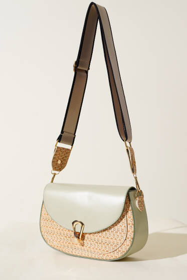 Hasır Detaylı Kol Çanta Çağla Yeşili - Kol Çantası