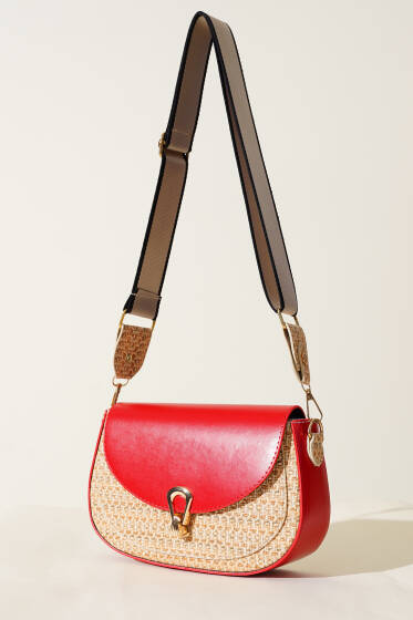 Hasır Detaylı Kol Çanta Kırmızı - Kol Çantası