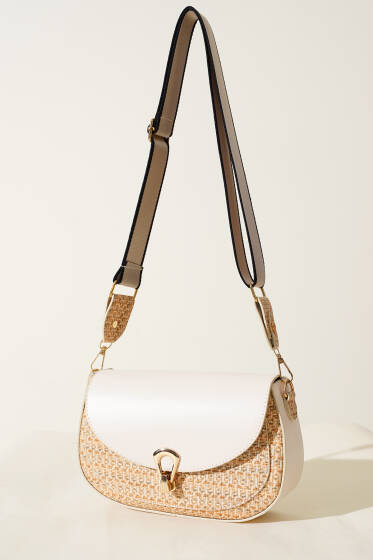 Hasır Detaylı Kol Çanta Krem - Kol Çantası