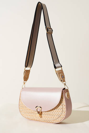 Hasır Detaylı Kol Çanta Pudra - Kol Çantası