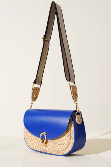 Hasır Detaylı Kol Çanta Saks - Kol Çantası