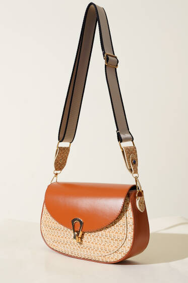 Hasır Detaylı Kol Çanta Taba - Kol Çantası