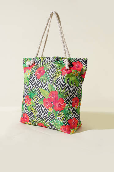 Hasır İpli Plaj Çantası Asorti 10 - Kol Çantası