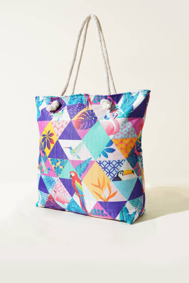 Hasır İpli Plaj Çantası Asorti 13 - Kol Çantası