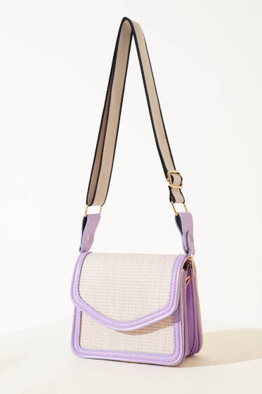 Hasır Kare Kol Çantası Lila - Kol Çantası