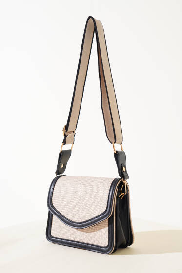 Hasır Kare Kol Çantası Siyah - Kol Çantası