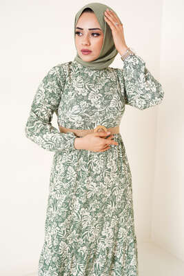 Hasır Kemer Bürümcük Elbise Benetton - Tesettür Elbise