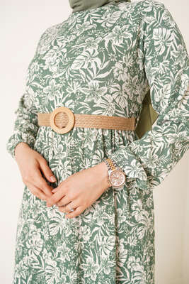 Hasır Kemer Bürümcük Elbise Benetton - Tesettür Elbise