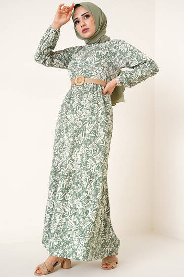 Hasır Kemer Bürümcük Elbise Benetton - Tesettür Elbise