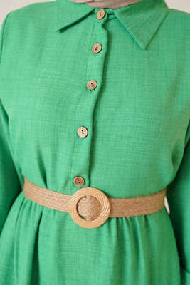 Hasır Kemerli Düğmeli Elbise Benetton - Thumbnail