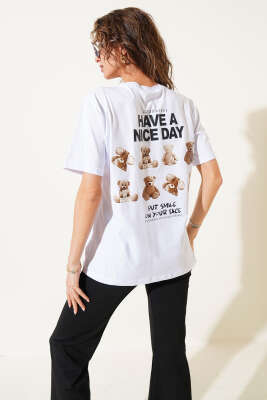 Have A Nice Day Baskılı T-shirt Beyaz - Kadın Giyim Modelleri